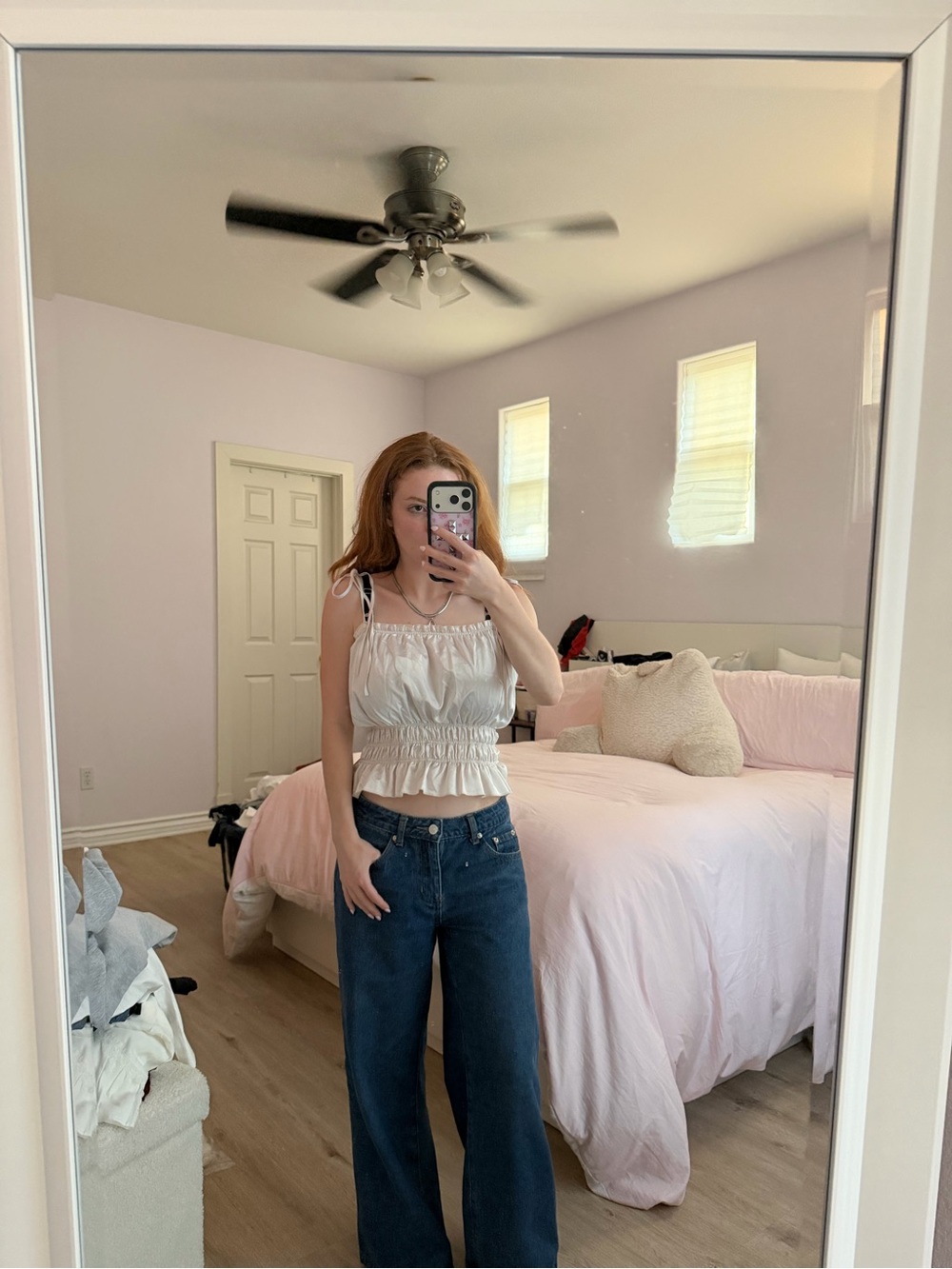 Zara Cream Smocked Tie-Shoulder Camisole - Picture 2 of 5